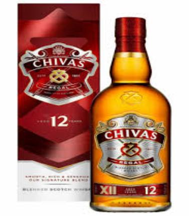 Paramount Chivas Regal 12 Year Old whisky bottle, 1-liter size, with distinctive label and elegant packaging.