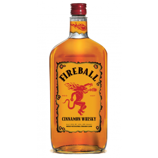 Paramount Fireball Cinnamon Whisky Liqueur 700ml bottle with fiery red label and distinctive branding, spicy cinnamon flavor.