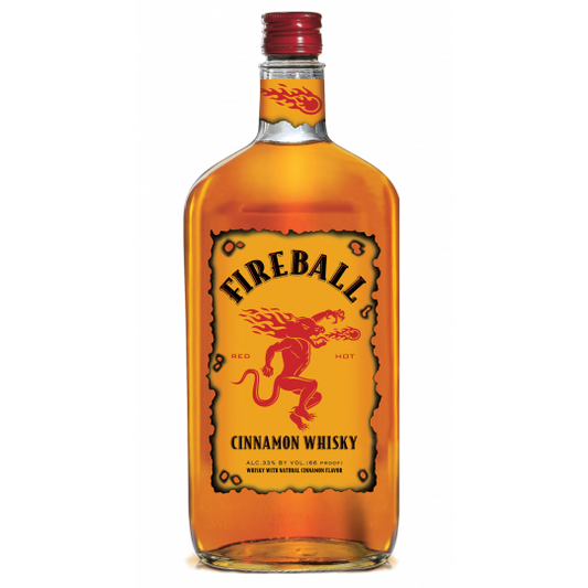 Paramount Fireball Cinnamon Whisky Liqueur 700ml bottle with fiery red label and distinctive branding, spicy cinnamon flavor.