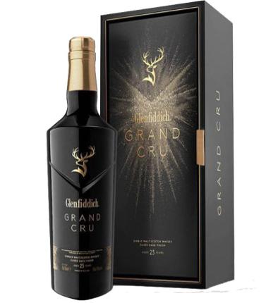 Glenfiddich Grand Cru 23 Year Old Cuvee Cask Finish single malt whisky bottle with label detail, from Paramount.