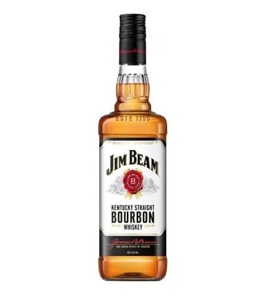 Paramount Jim Beam White Label Bourbon whisky bottle, 700ml with label and cap, on a plain background