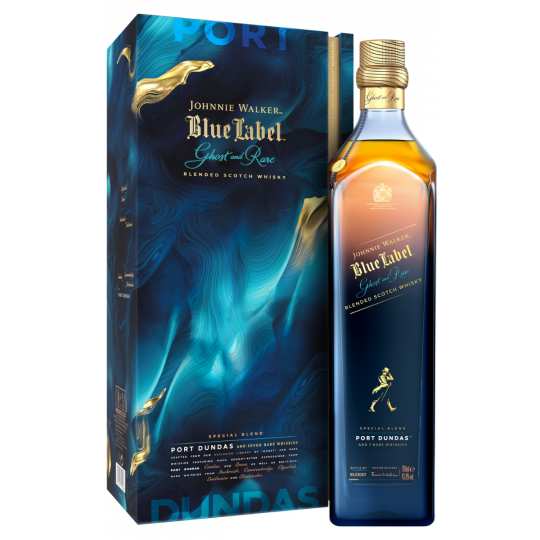 Johnnie Walker Blue Ghost and Rare Port Dundas Whisky 700mL from Paramount, featuring a dark glass bottle with elegant label details.