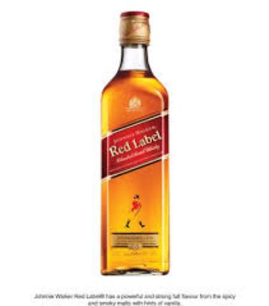 Paramount Johnnie Walker Red Label whisky bottle, 1 liter size with distinctive red label and branding.