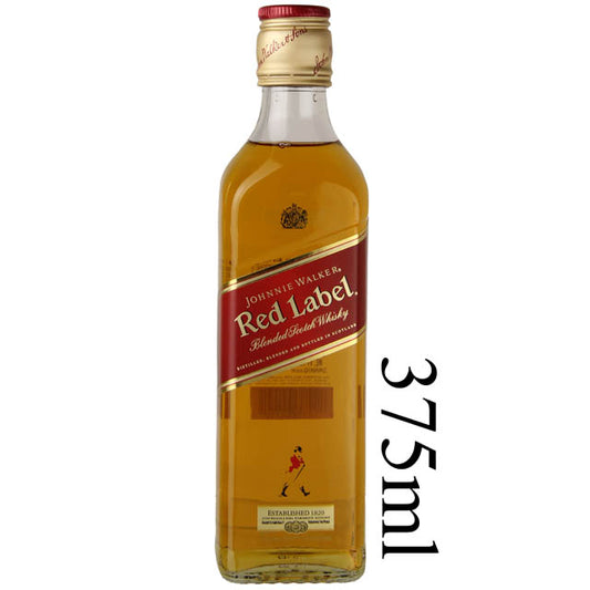 Johnnie Walker Red Label whisky in a 375ml bottle with Paramount branding, featuring the iconic red label and gold accents.