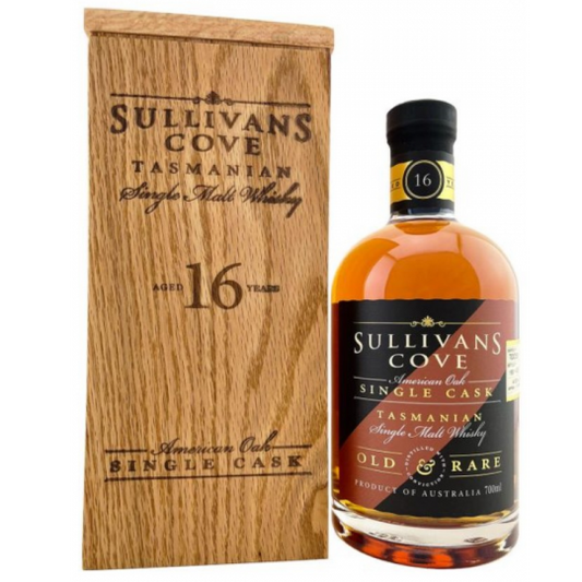 Paramount Sullivans Cove American Oak 'Old And Rare' Whisky 700ml bottle with label and amber liquid inside.