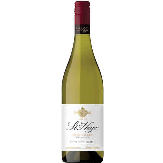 Paramount St Hugo Eden Valley Chardonnay white wine bottle, 750ml with elegant label and clear glass showcasing the golden liquid.