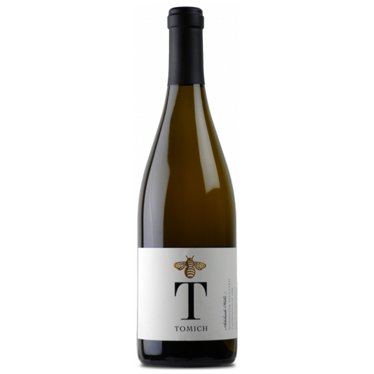 Tomich Wines Icons of Woodside Chardonnay Q96 white wine bottle by Paramount, 750ml, with label details visible.