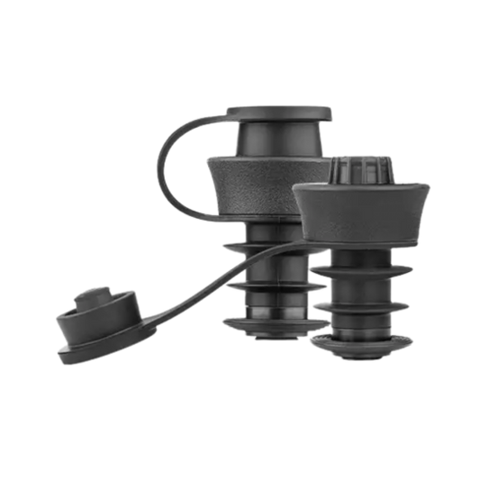 Set of six Paramount Coravin Pivot wine stopper closures for preserving opened wine bottles.