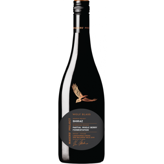 Paramount Wolf Blass Makers Project Reserve Shiraz 750ml wine bottle with dark label and elegant packaging.