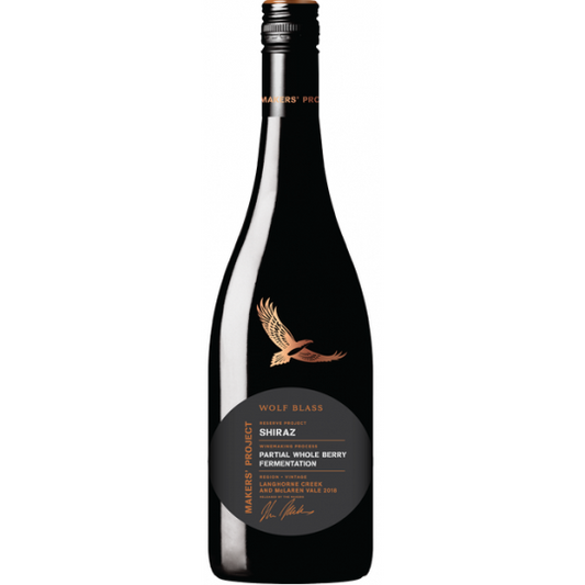 Paramount Wolf Blass Makers Project Reserve Shiraz 750ml wine bottle with dark label and elegant packaging.