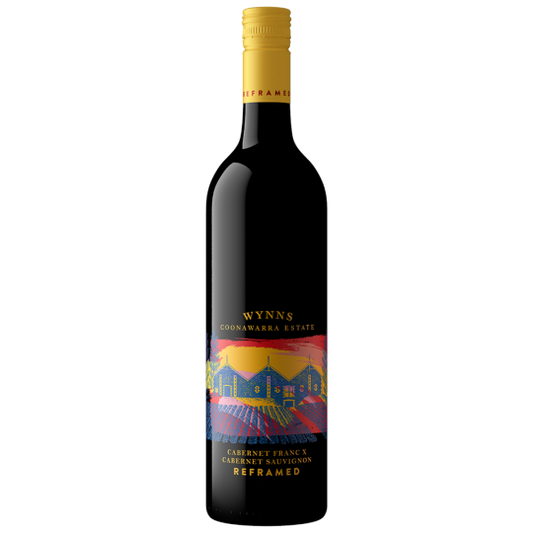 Bottle of Wynns Reframed Cabernet Franc wine from Paramount, 750ml, with a dark glass bottle and wine label visible.