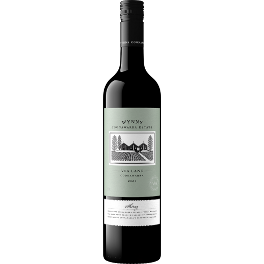 Bottle of Wynns V&A Lane Shiraz 2019 wine by Paramount, showcasing the classic dark red wine in a 750ml bottle.