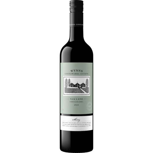 Bottle of Wynns V&A Lane Shiraz 2019 wine by Paramount, showcasing the classic dark red wine in a 750ml bottle.