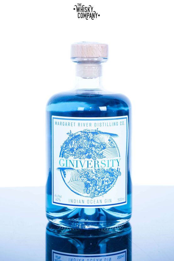 Bottle of Giniversity Indian Ocean Australian Gin by The Spirits Company, 500ml, with distinctive label and clear glass bottle.